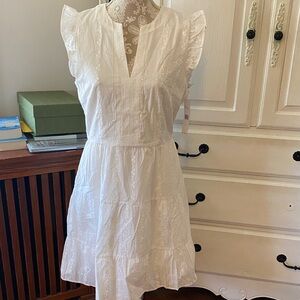Laundry Women's White Eyelet Flutter Sleeve Dress